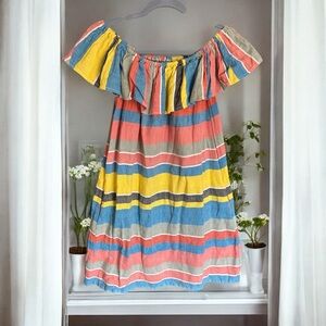 PROUD MARY Cordoba Dress in Kingston‎ Stripe Dress Mexican Artist Handwoven S
